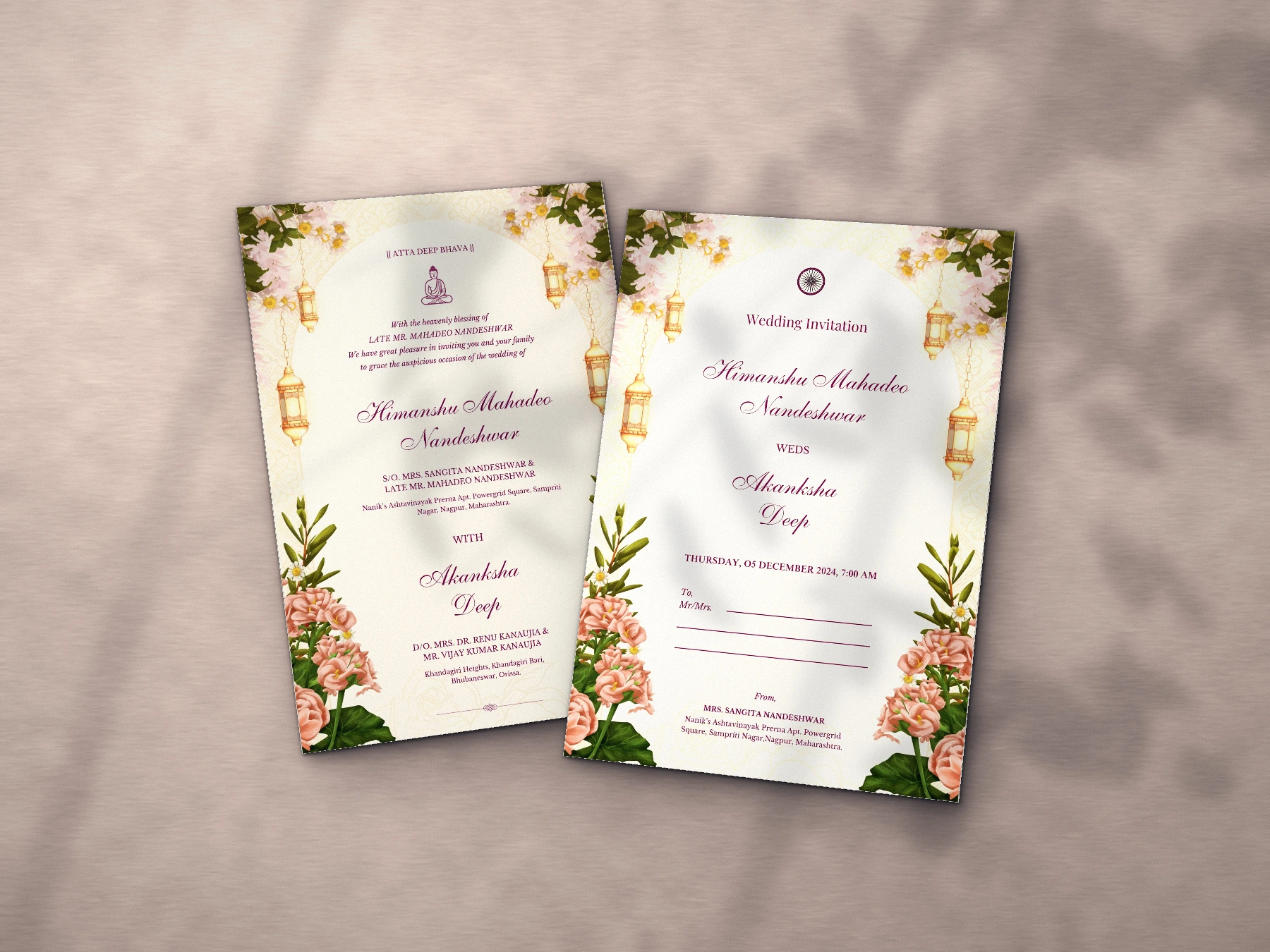 Himanshu weds Akanksha invitation