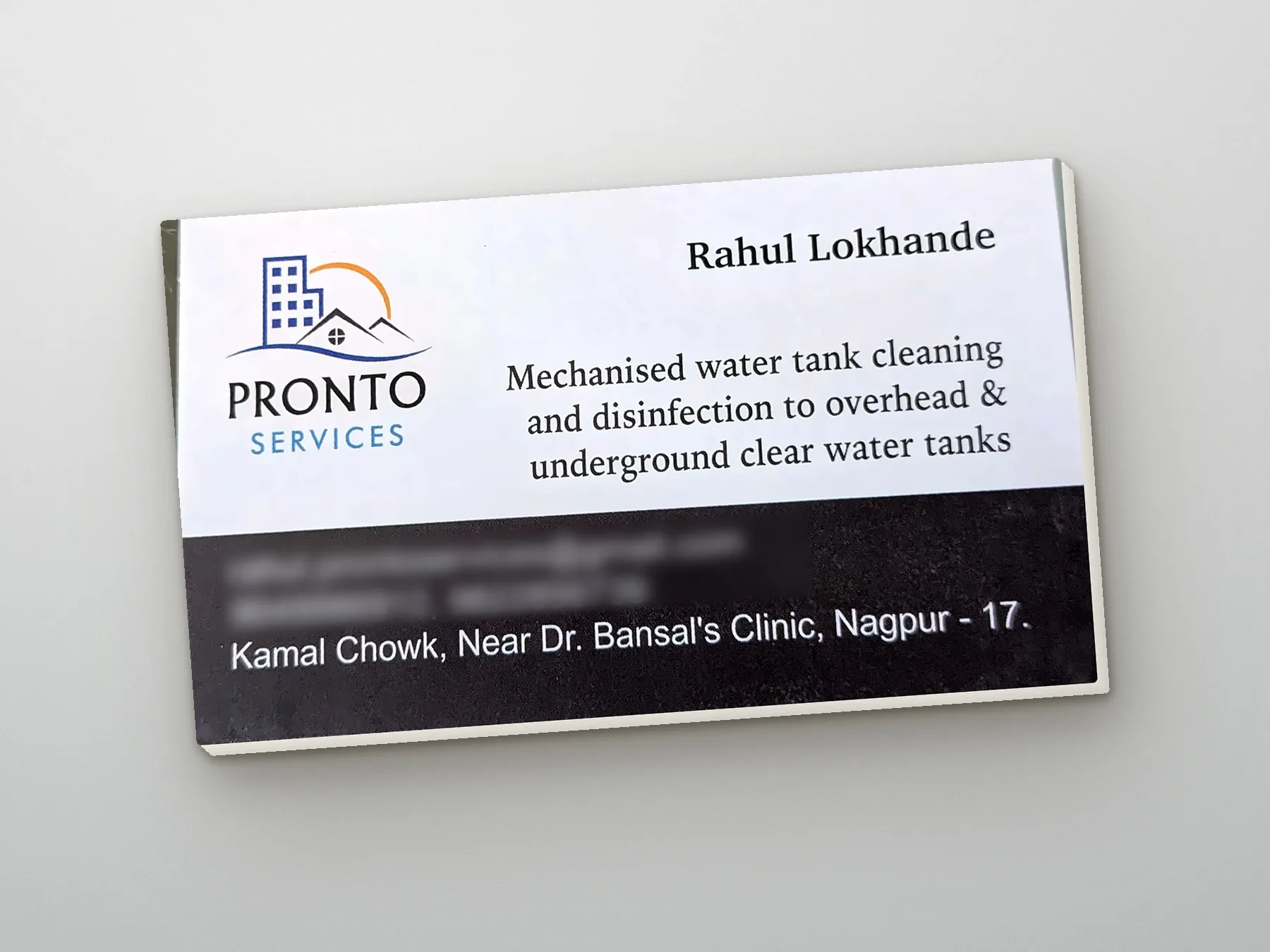 Pronto Services visiting card